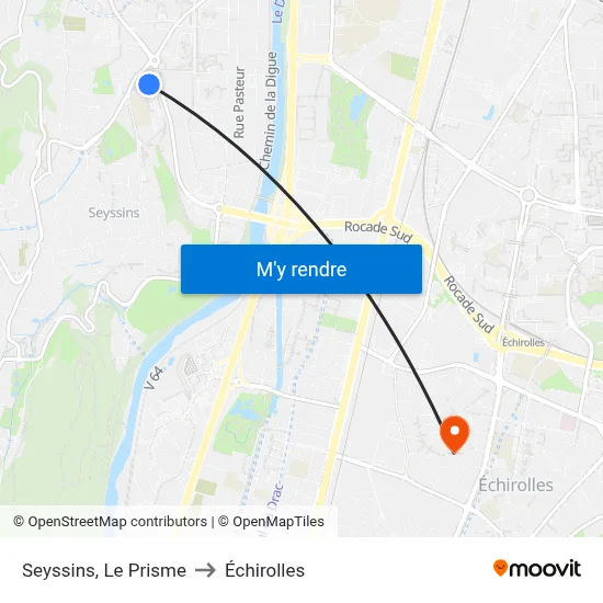 Seyssins, Le Prisme to Échirolles map