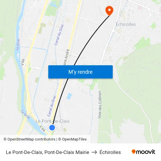 Le Pont-De-Claix, Pont-De-Claix Mairie to Échirolles map