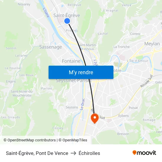 Saint-Égrève, Pont De Vence to Échirolles map