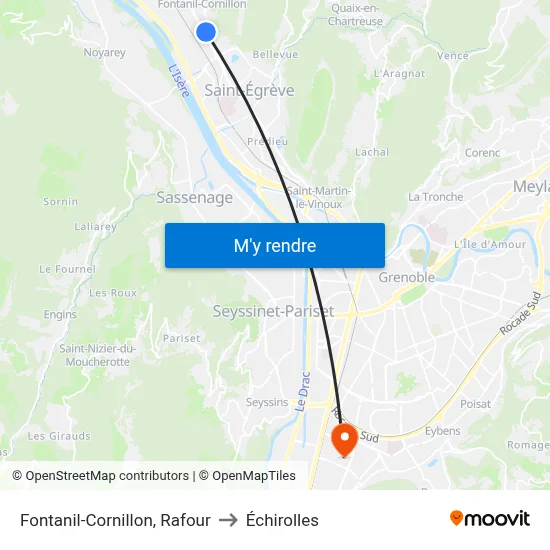 Fontanil-Cornillon, Rafour to Échirolles map