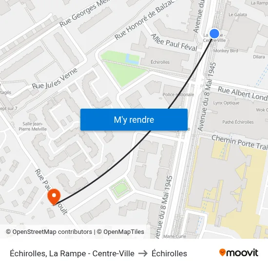 Échirolles, La Rampe - Centre-Ville to Échirolles map