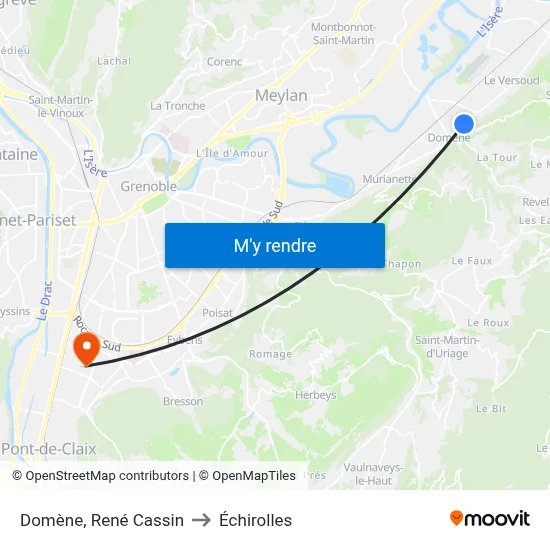 Domène, René Cassin to Échirolles map