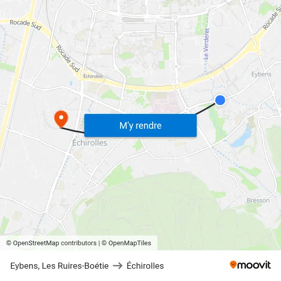 Eybens, Les Ruires-Boétie to Échirolles map