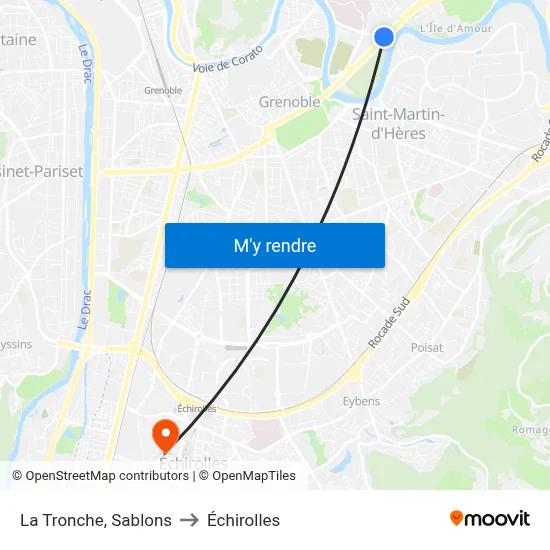 La Tronche, Sablons to Échirolles map