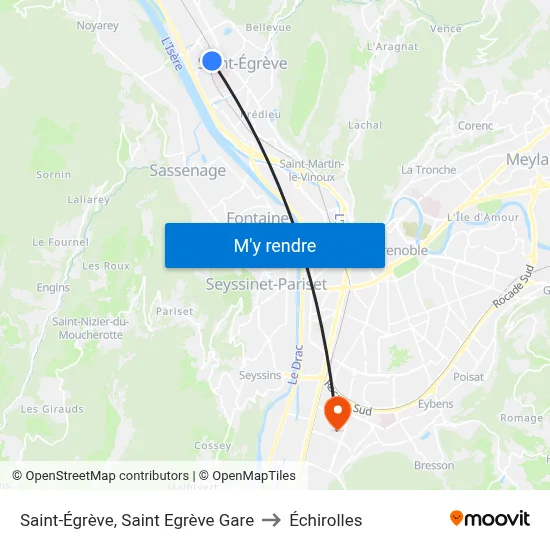 Saint-Égrève, Saint Egrève Gare to Échirolles map
