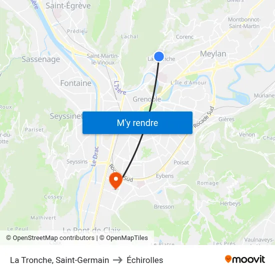 La Tronche, Saint-Germain to Échirolles map