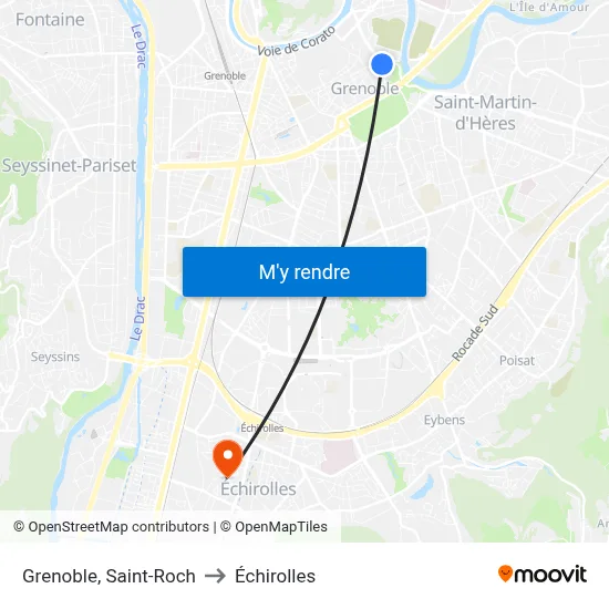 Grenoble, Saint-Roch to Échirolles map