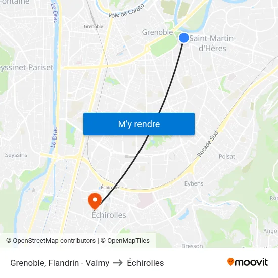 Grenoble, Flandrin - Valmy to Échirolles map
