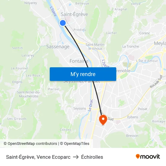 Saint-Égrève, Vence Ecoparc to Échirolles map