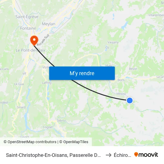 Saint-Christophe-En-Oisans, Passerelle De Lanchatra to Échirolles map