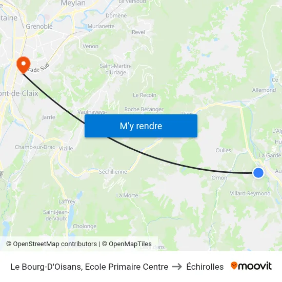 Le Bourg-D'Oisans, Ecole Primaire Centre to Échirolles map