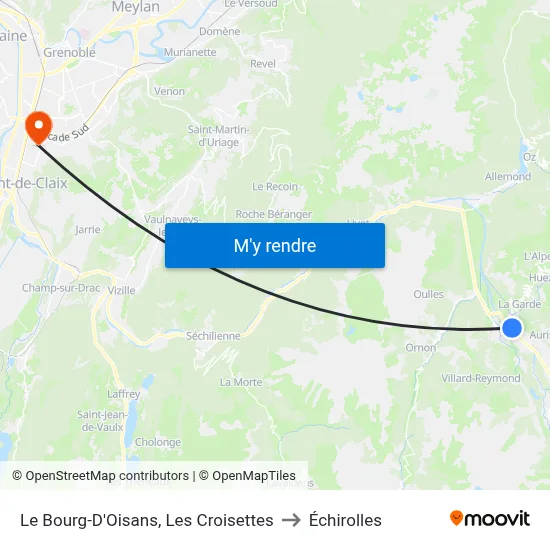 Le Bourg-D'Oisans, Les Croisettes to Échirolles map