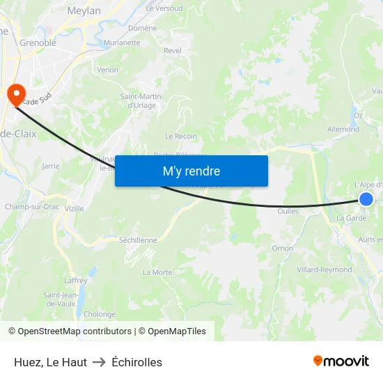 Huez, Le Haut to Échirolles map