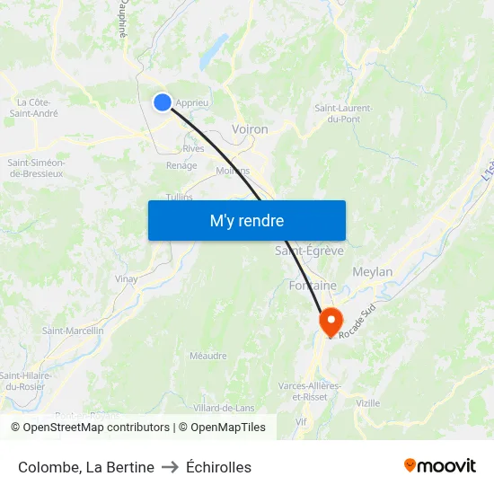 Colombe, La Bertine to Échirolles map