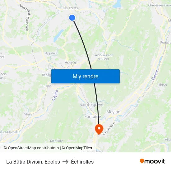 La Bâtie-Divisin, Ecoles to Échirolles map