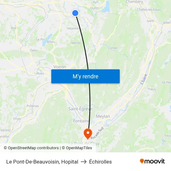Le Pont-De-Beauvoisin, Hopital to Échirolles map