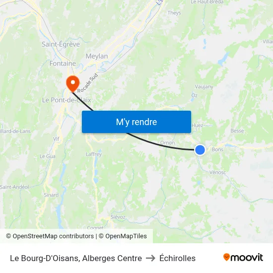 Le Bourg-D'Oisans, Alberges Centre to Échirolles map