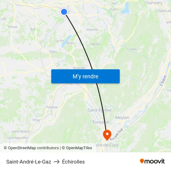 Saint-André-Le-Gaz to Échirolles map