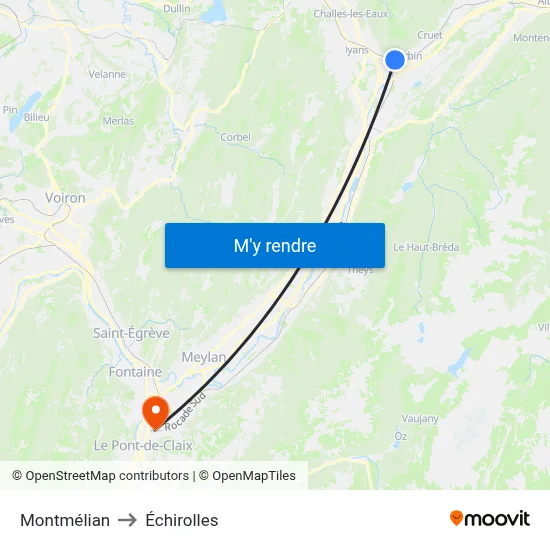 Montmélian to Échirolles map