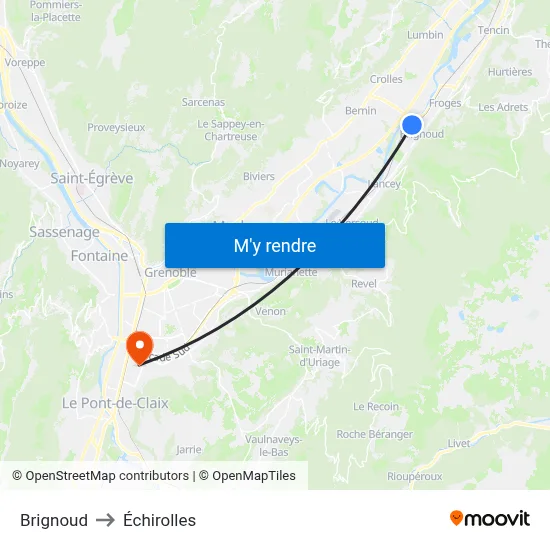 Brignoud to Échirolles map