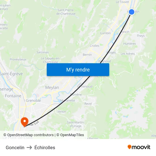 Goncelin to Échirolles map