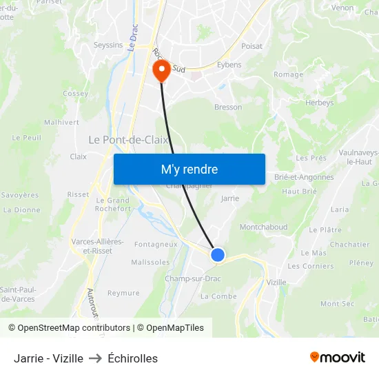 Jarrie - Vizille to Échirolles map