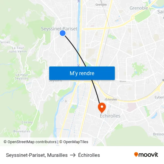 Seyssinet-Pariset, Murailles to Échirolles map