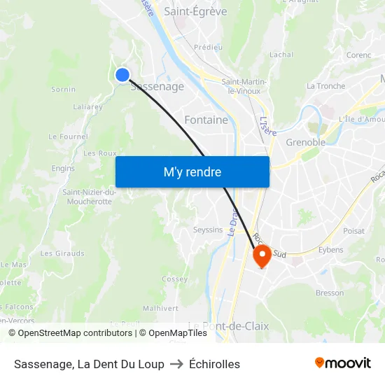 Sassenage, La Dent Du Loup to Échirolles map