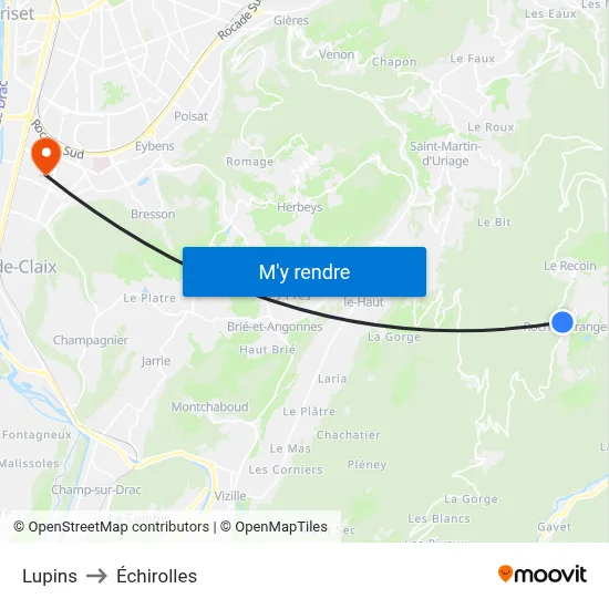 Lupins to Échirolles map