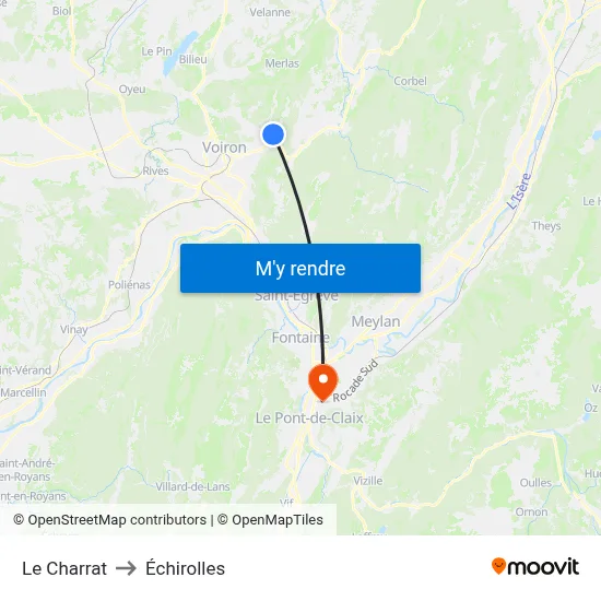 Le Charrat to Échirolles map