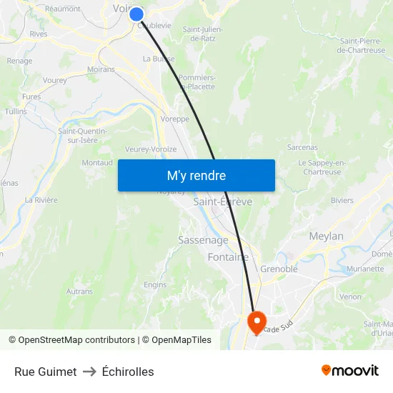 Rue Guimet to Échirolles map