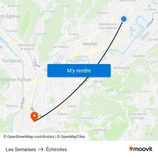 Les Semaises to Échirolles map