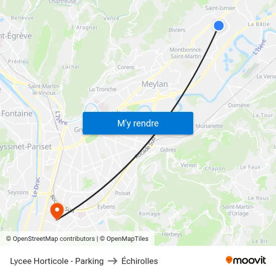 Lycee Horticole - Parking to Échirolles map
