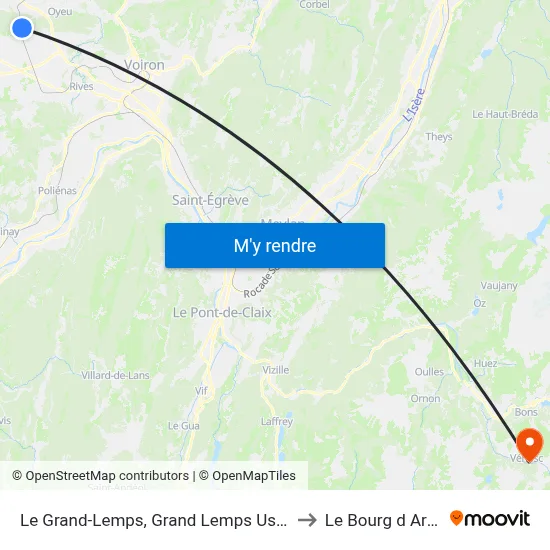 Le Grand-Lemps, Grand Lemps Usine to Le Bourg d Arud map