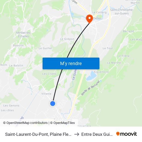Saint-Laurent-Du-Pont, Plaine Fleurie to Entre Deux Guiers map