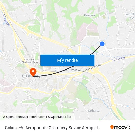 Galion to Aéroport de Chambéry-Savoie Aéroport map