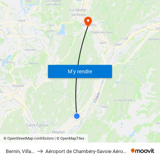 Bernin, Village to Aéroport de Chambéry-Savoie Aéroport map