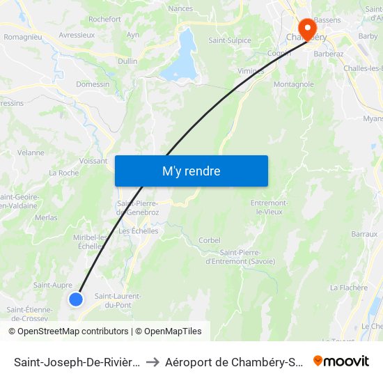 Saint-Joseph-De-Rivière, Les Satres to Aéroport de Chambéry-Savoie Aéroport map