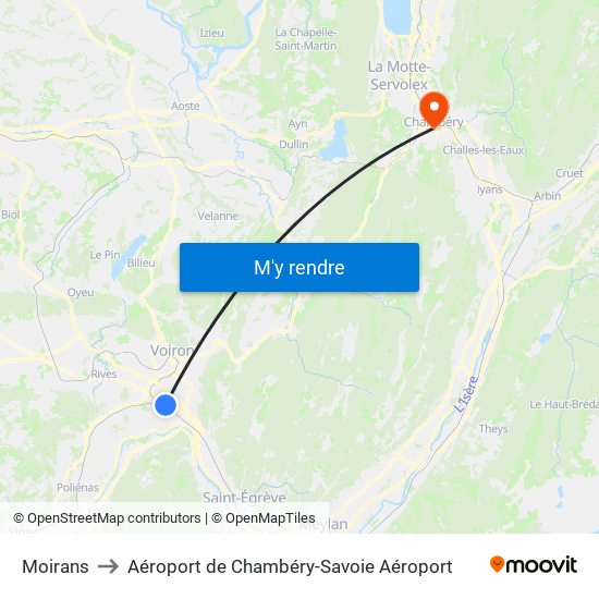 Moirans to Aéroport de Chambéry-Savoie Aéroport map