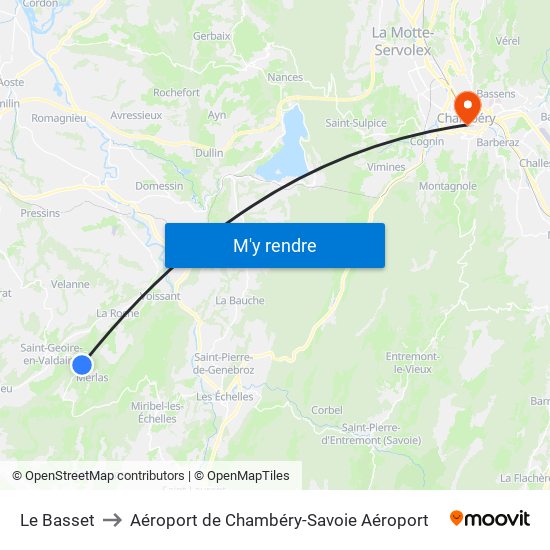 Le Basset to Aéroport de Chambéry-Savoie Aéroport map
