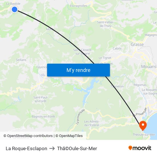 La Roque-Esclapon to Thã©Oule-Sur-Mer map