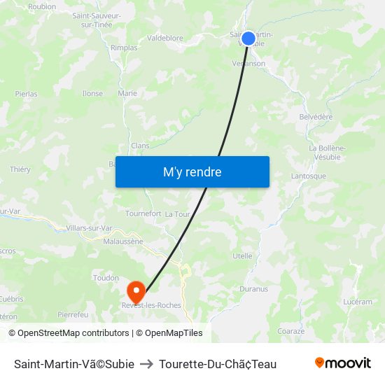 Saint-Martin-Vã©Subie to Tourette-Du-Chã¢Teau map