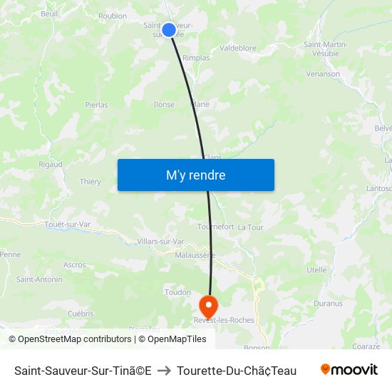 Saint-Sauveur-Sur-Tinã©E to Tourette-Du-Chã¢Teau map