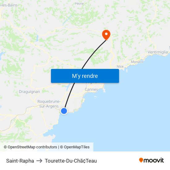 Saint-Rapha to Tourette-Du-Chã¢Teau map
