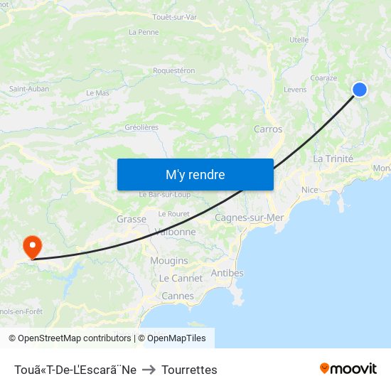 Touã«T-De-L'Escarã¨Ne to Tourrettes map