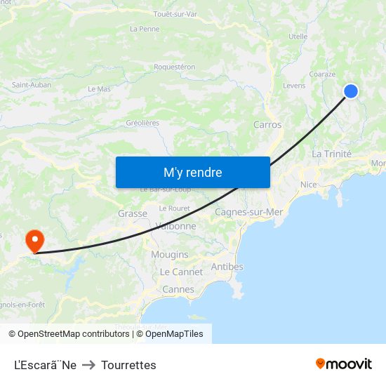 L'Escarã¨Ne to Tourrettes map