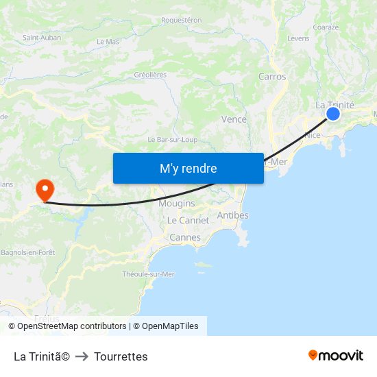 La Trinitã© to Tourrettes map