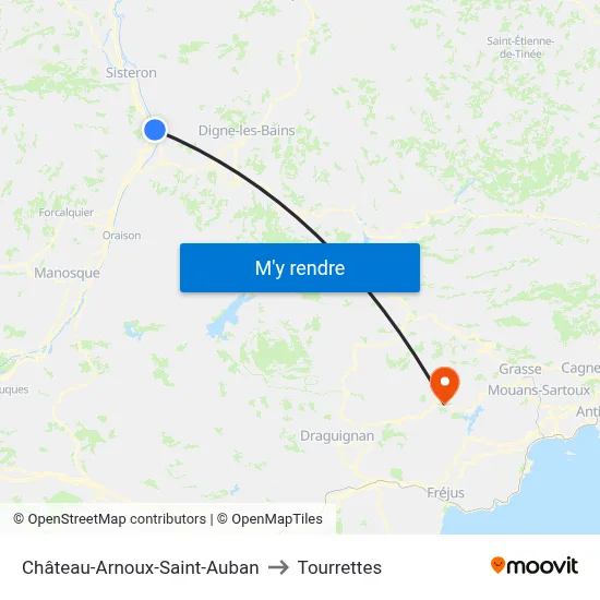 Château-Arnoux-Saint-Auban to Tourrettes map