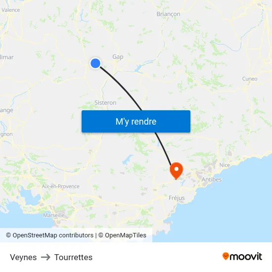 Veynes to Tourrettes map