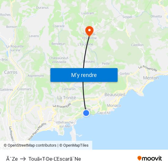 ÃˆZe to Touã«T-De-L'Escarã¨Ne map